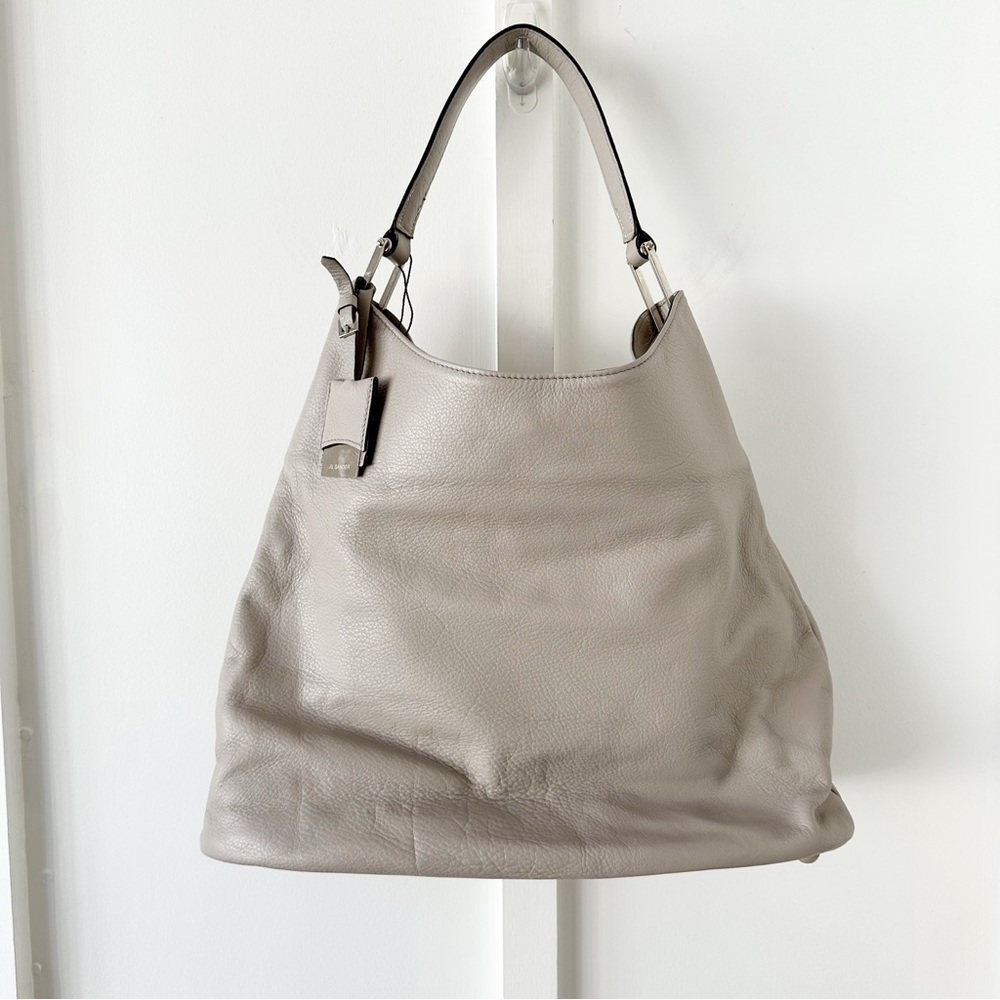 JIL SANDER grey leather shoulder tote bag